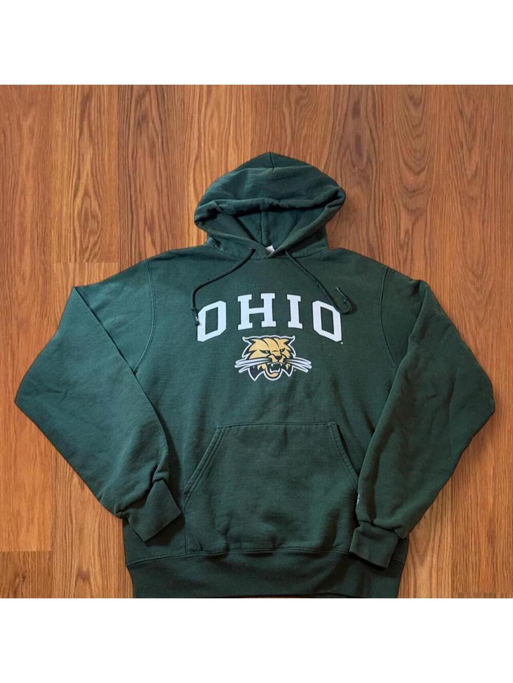 Champion Ohio University Bobcats Hoodie Mens Small Green Sweatshirt OU